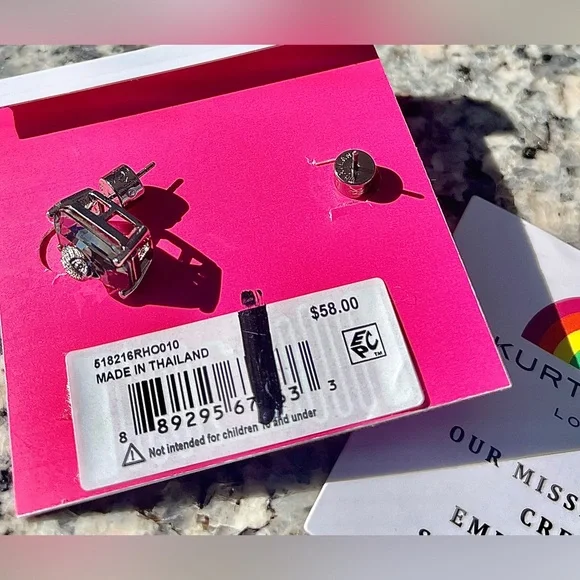 Kurt Geiger Earrings NEW W/tag Olive green Crystal Stud/gunmetal silver setting - Picture 7 of 12